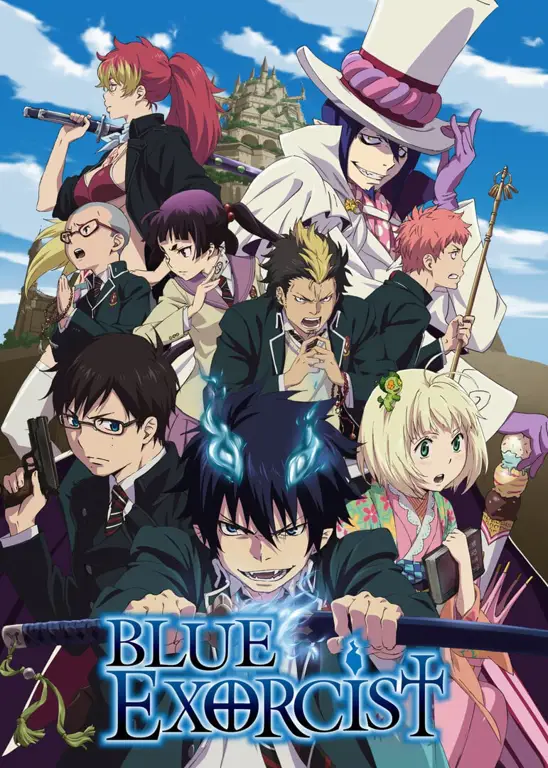 Aksi yang Menggetarkan Adegan aksi menegangkan dalam anime Blue Exorcist.