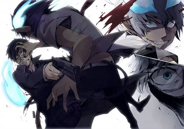 Animasi pertarungan yang spektakuler Adegan pertarungan seru dalam anime Blue Exorcist.