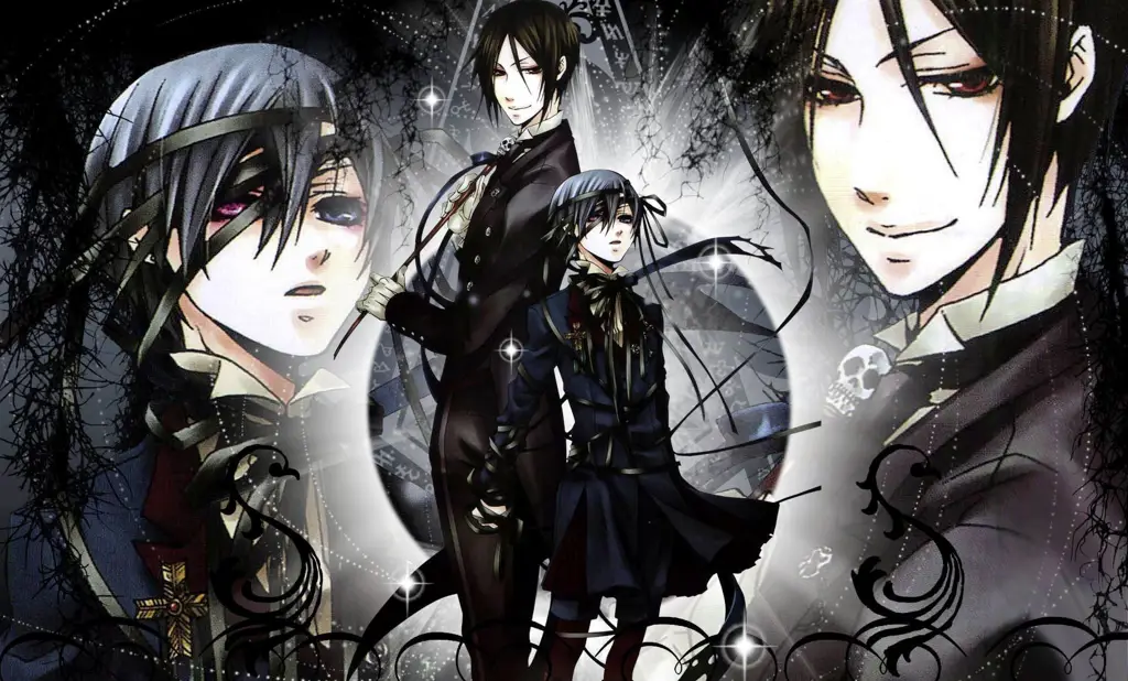 Poster anime Black Butler yang menampilkan Ciel dan Sebastian Poster anime Black Butler
