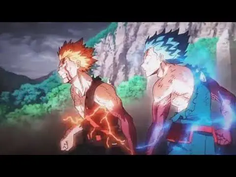Aksi Pertarungan yang Menegangkan Gambar adegan pertarungan yang spektakuler di Boku no Hero Academia